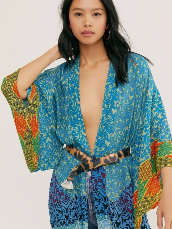 Free People Jackets & Blazers - Free People Seven Wonders Maxi Kimono Duster Blue Size OS (one size)